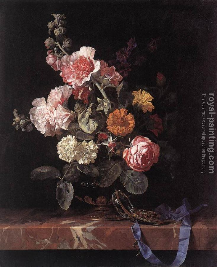 Willem Van Aelst : Vase of Flowers with Watch